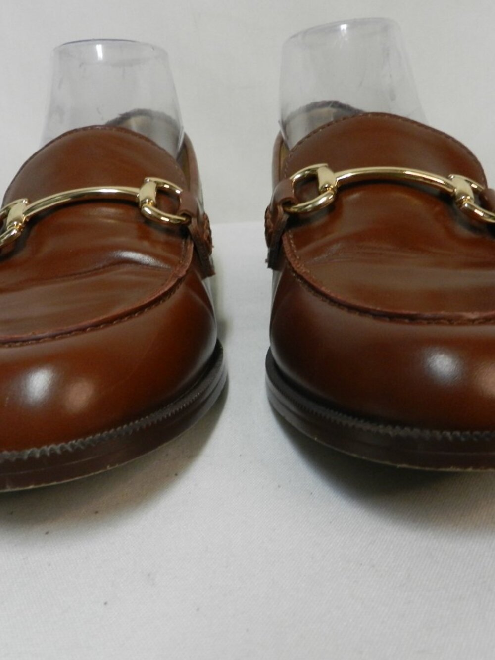 J. Crew Vintage Size 7 Leather Horse-bit gold-tone brown Loafers flats slides 7 - Picture 6 of 15
